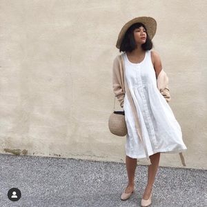 Beaton Linen Sleeveless Gathered Dress